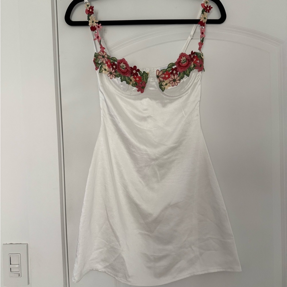 Princess Polly White Dress with Floral Accents